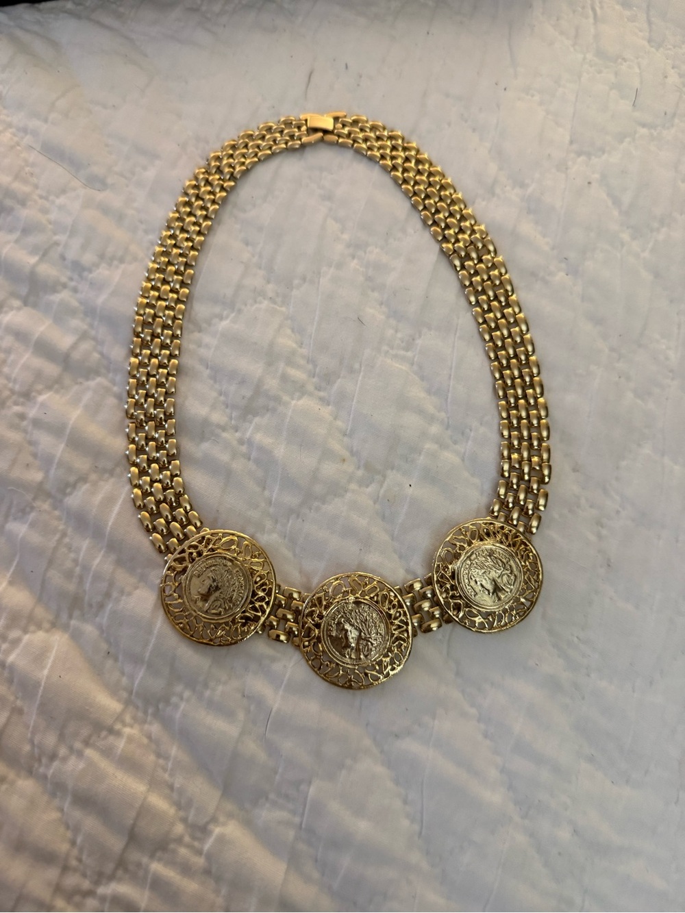 Vintage/Antique Coin Medallion Link Choker Necklace - Women Jewelry - Picture 11 of 12